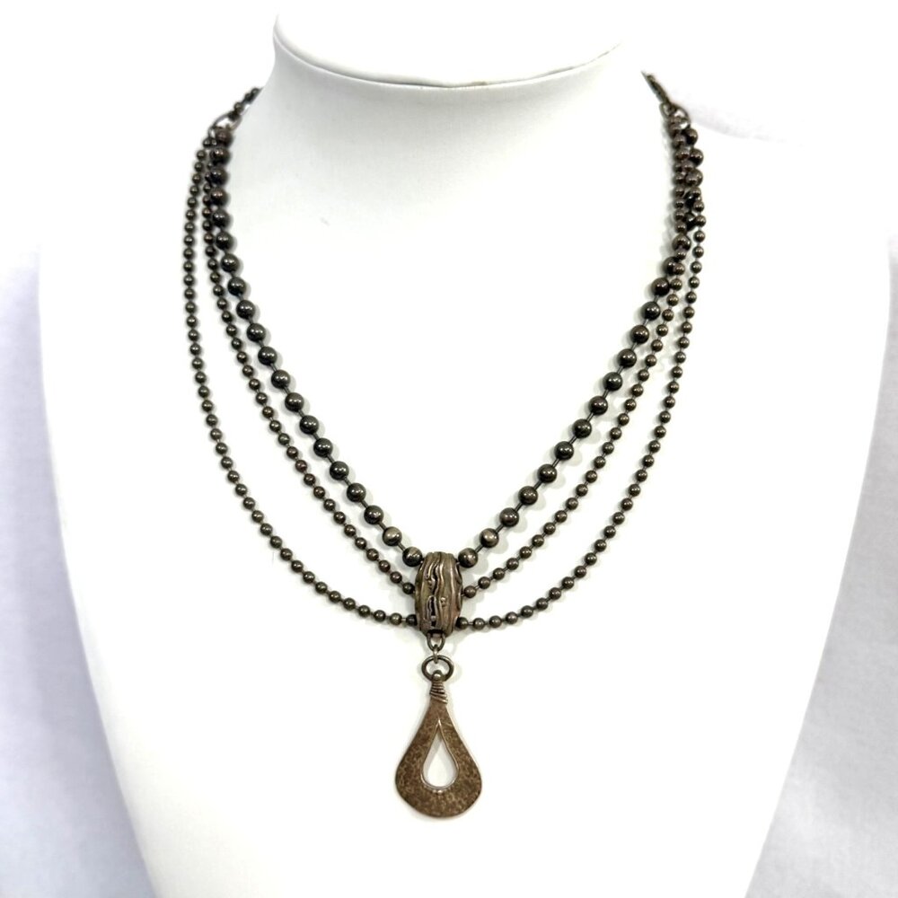 Rare Silpada Sterling Silver Three Strand Cascading Oxidized Necklace